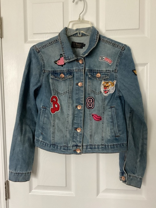 Ci Sono Jackets & Blazers - Ci Sono Light Blue Denim Jean Jacket with Embroidered Patches